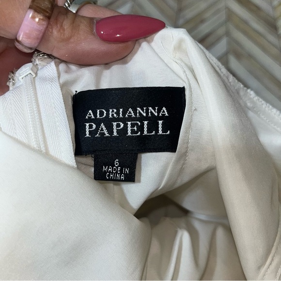 ADRIANNA PAPELL Ivory Sz 6 Crochet Lace A Line Sleeveless Knee‎ Length Dress - Picture 2 of 11